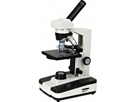 מיקרוסקופ עם 3 הגדלות +במה מכנית ותאורה